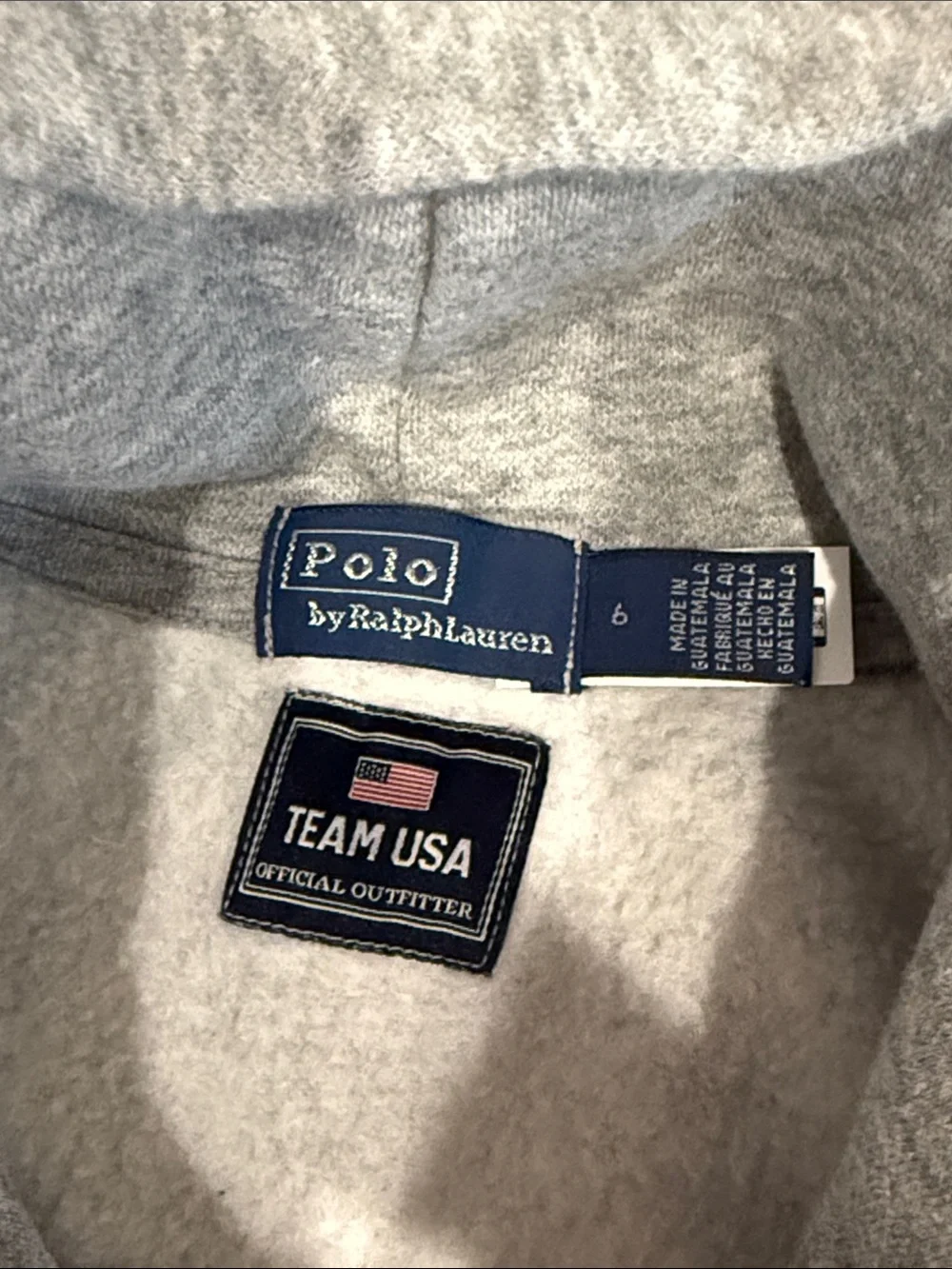 Kids Ralph Lauren Grey Polo Bear USA Flag Hoodie